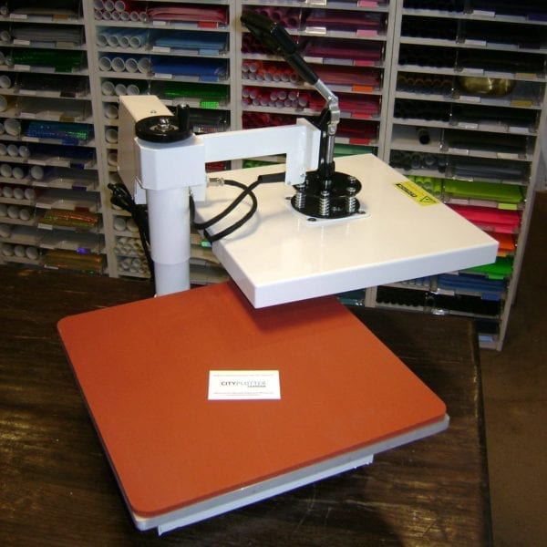 Hittepers transferpers warmtepers drukpers Zwenkarm 38 x 38 swing heatpress Wit White Cityplotter Zaandam