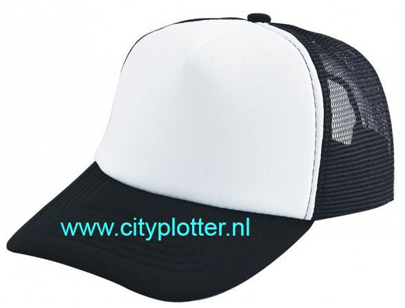 Pet zwart cap black om te bedrukken trucker caps verstelbare Cityplotter Zaandam