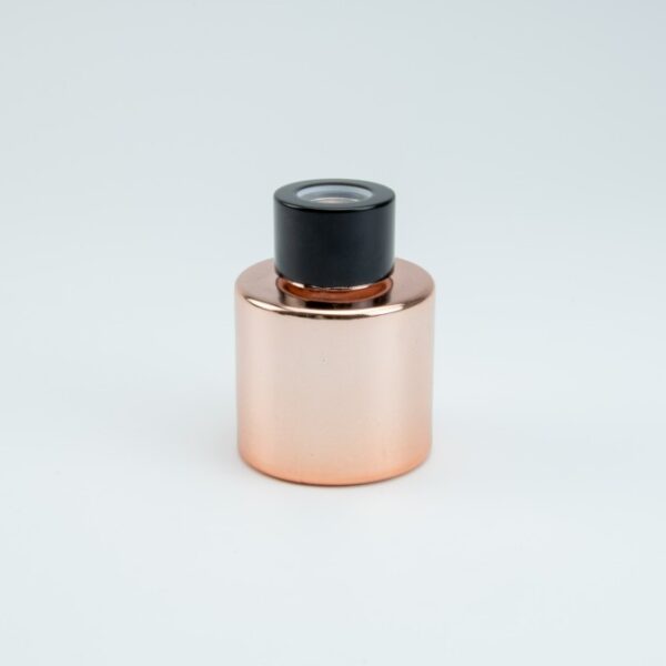 parfumflesje-cylinder-rose-gold-met-zwarte-schroefdop-50 ml cityplotter