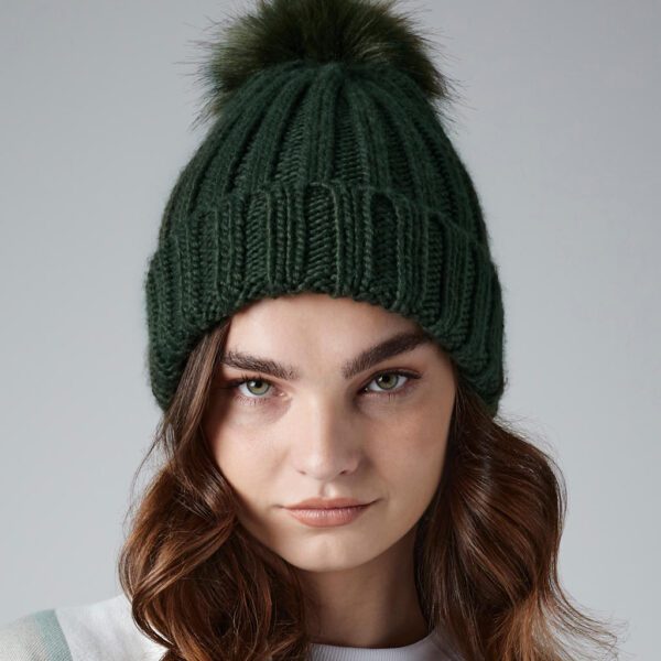 Verbier Fur Pop Pom Chunky Beanie