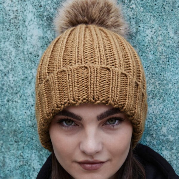 Fur Pop Pom Chunky Beanie