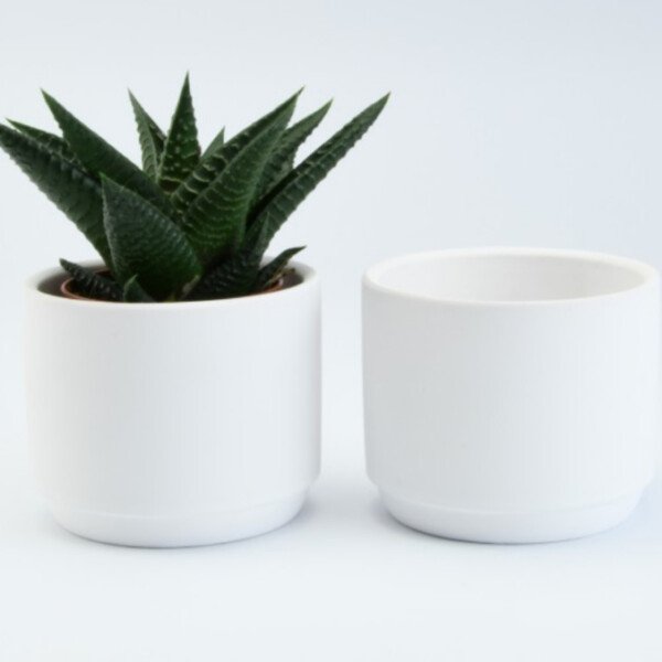 Wit Bloempotje van Keramiek | 6cm hoog – 7cm doorsnede
