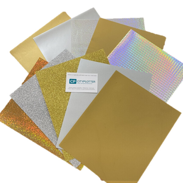Combi Flex, Vinyl, Flock, Goud, Zilver, Glitter Pakket 10 folies