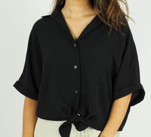 Zwart blouse met knoop