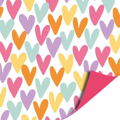 Cadeaupapier Hartjesregen / Roze