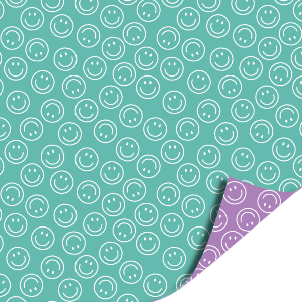 Cadeaupapier Smiley Mint / Paars
