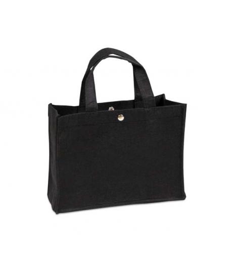Tas vilt met drukknoop bag shopper Zwart Klein