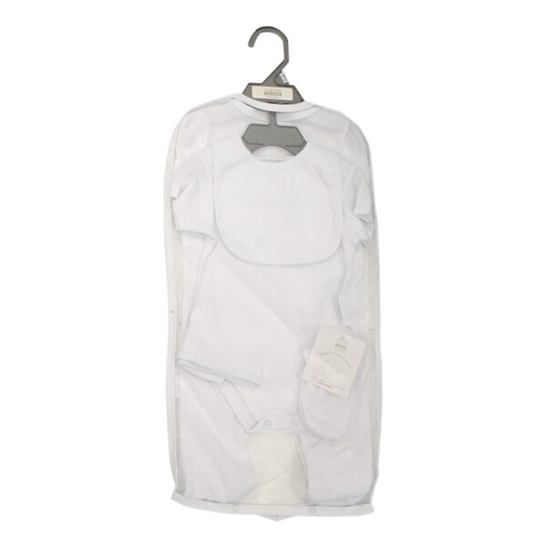 Baby Cadeau set 5 stuks Wit 3-6 Mnd Romper, Pyjama, Slab, Muts, Wantjes