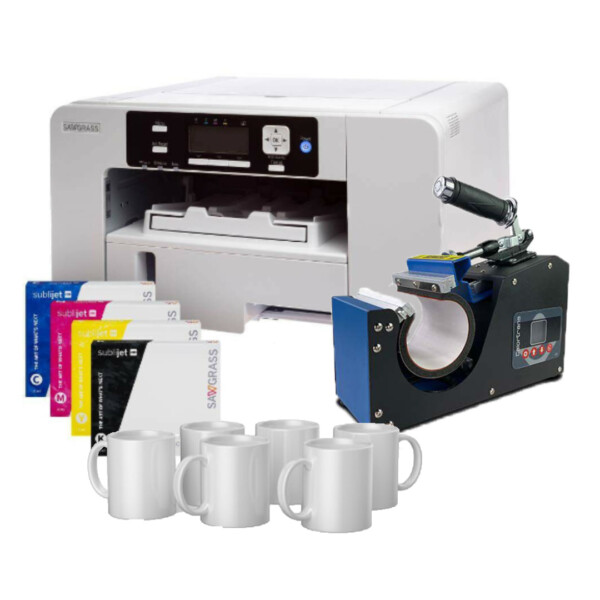 A4 Sawgrass Sublimatie Printer + Calortrans Mokkenpers, 10 vel papier, 12 mokken