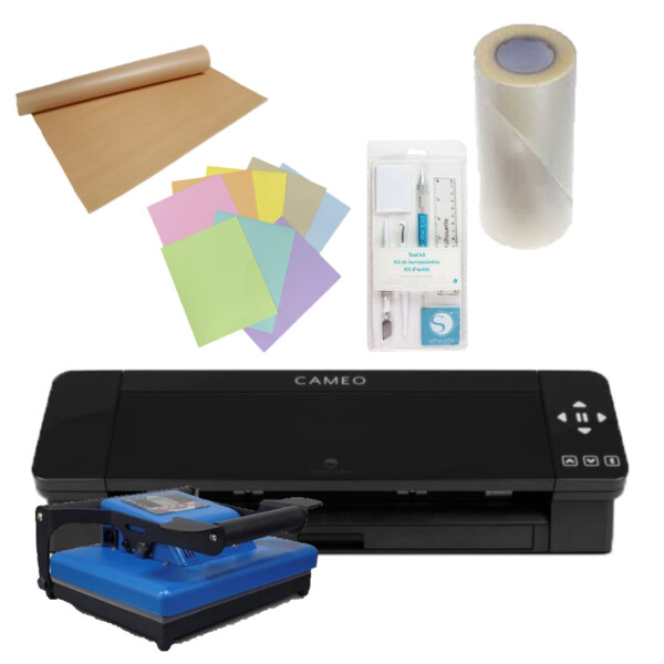 Silhouette Cameo 4 Black, Calortrans Hittepers, Teflonsheet, Toolset, Transfertape, 2x een Foliepakket