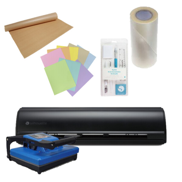 Silhouette Cameo 5 Black, Calortrans Hittepers, Teflonsheet, Toolset, Transfertape, 2x een Foliepakket