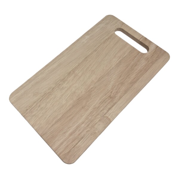 Snijplank rubberhout recht ingefreesd handvat (33cm lang)