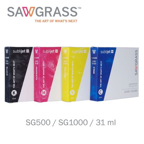 Sawgrass Volledige Volle Inkt Cartridges 31 ml 4 kleuren voordeelpakket dus de complete 4 kleuren Zwart,Magenta,Geel en Blauw in een voordeelkoop.