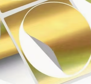 Thermische Sticker Rol Rond Holografisch Goud